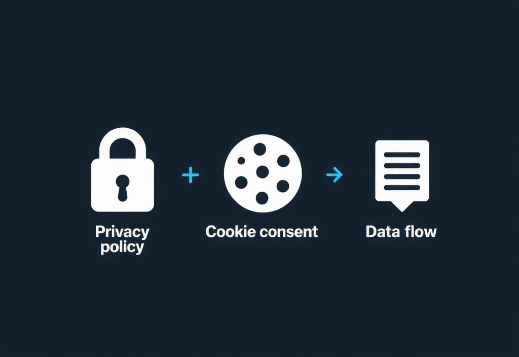 Ilustracja przedstawiająca symbole prywatności i ciasteczek